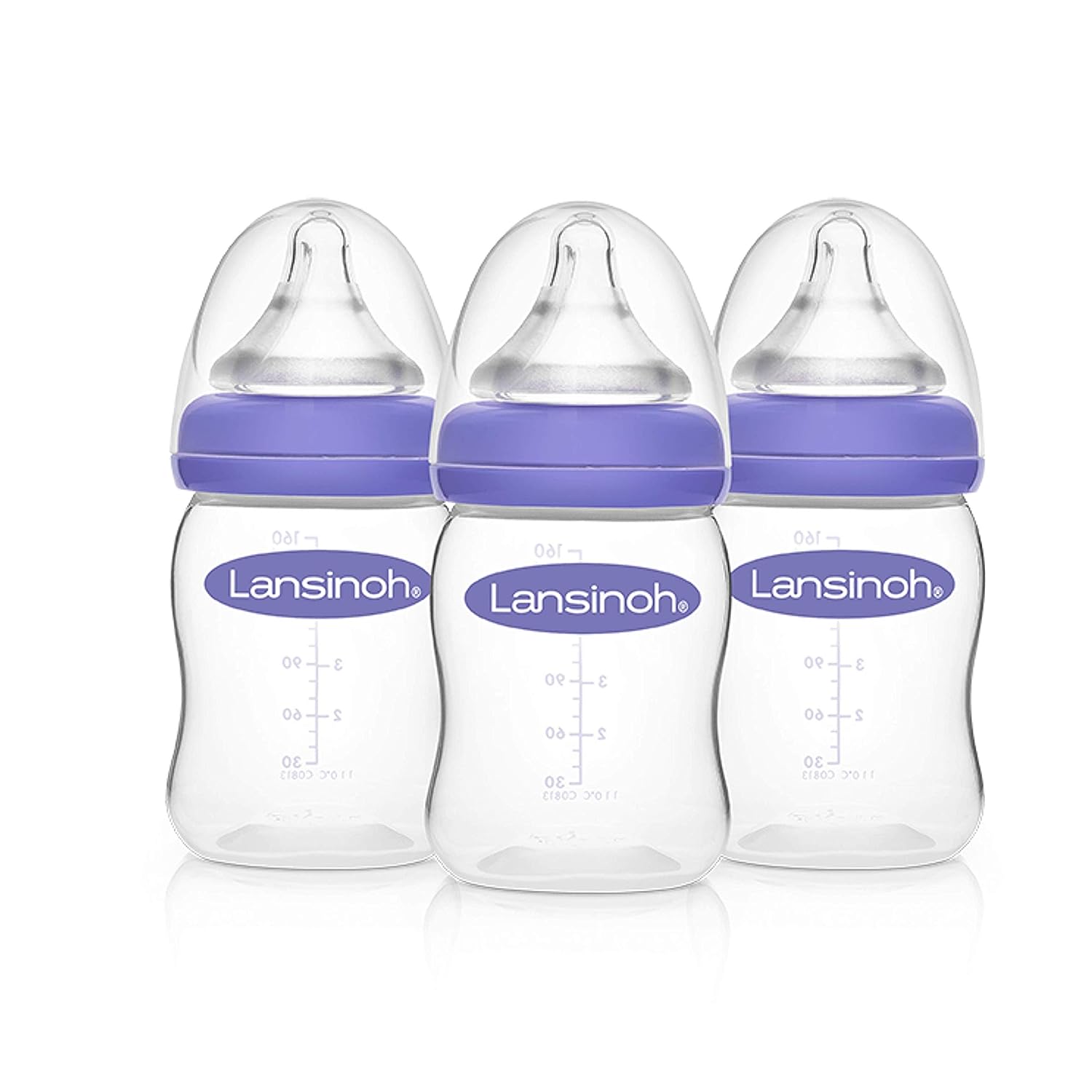 230816031228958_1 Lansinoh Baby Bottles for Breastfeeding Babies, 8 Ounces, 3 Count, Includes 3 Medium Flow Nipples (Size 3M) - Image 1